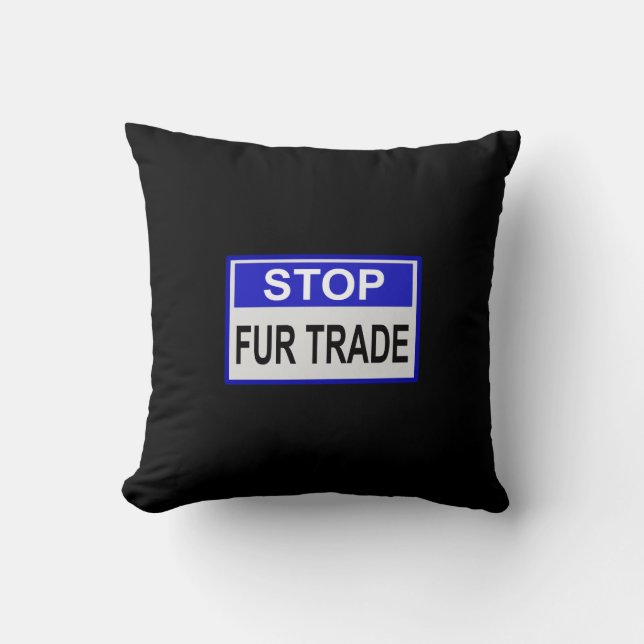 Stop Fur Trade Blue sign Cushion (Front)