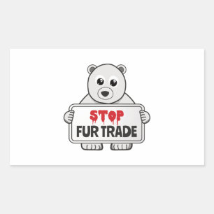 Stop Fur Trade Sad Polar Bear Rectangular Sticker