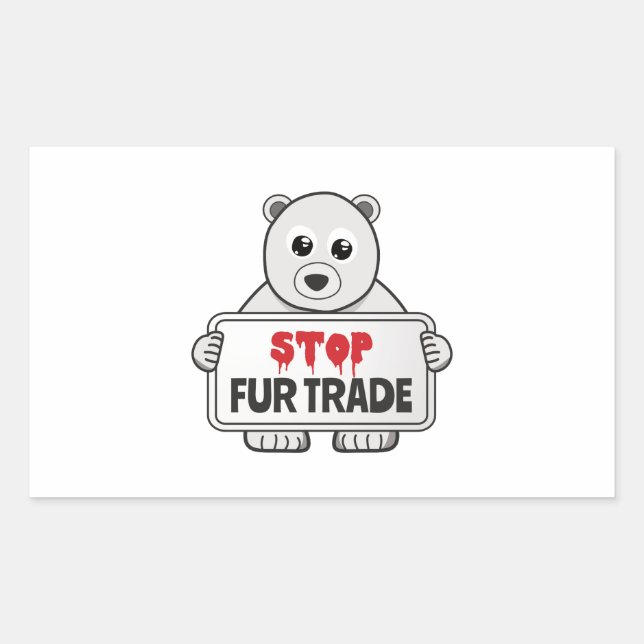 Stop Fur Trade Sad Polar Bear Rectangular Sticker (Front)