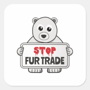 Stop Fur Trade Sad Polar Bear Square Sticker