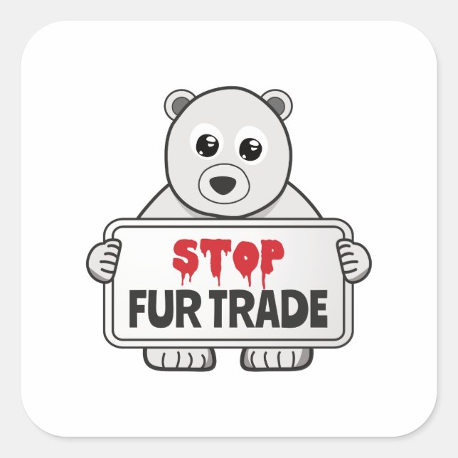 Stop Fur Trade Sad Polar Bear Square Sticker (Front)