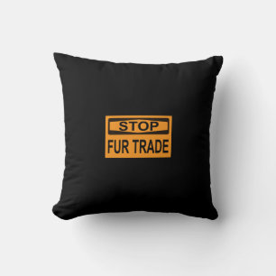 Stop Fur Trade Sign orange Cushion