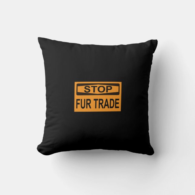 Stop Fur Trade Sign orange Cushion (Front)