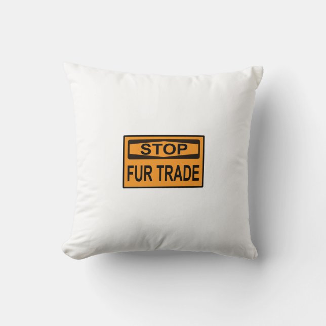 Stop Fur Trade Sign orange Cushion (Front)