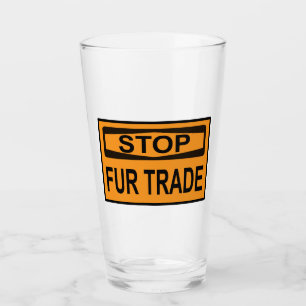 Stop Fur Trade Sign orange Glass