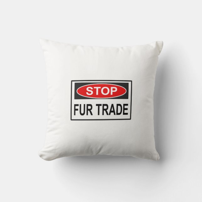 Stop Fur Trade Sign red Cushion (Front)