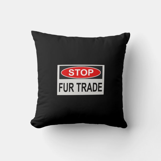Stop Fur Trade Sign red Cushion (Front)
