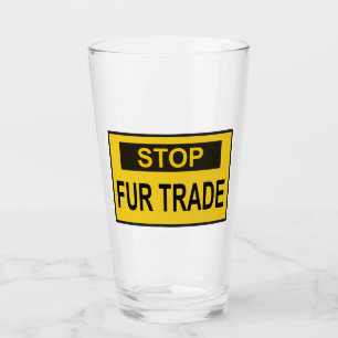Stop Fur Trade Sign yellow Glass