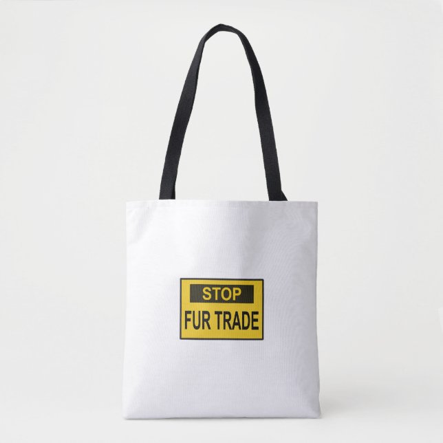 Stop Fur Trade Sign yellow Tote Bag (Front)