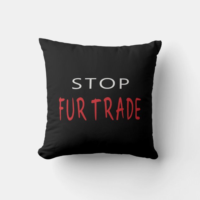 Stop Fur Trade Slogan Cushion (Front)