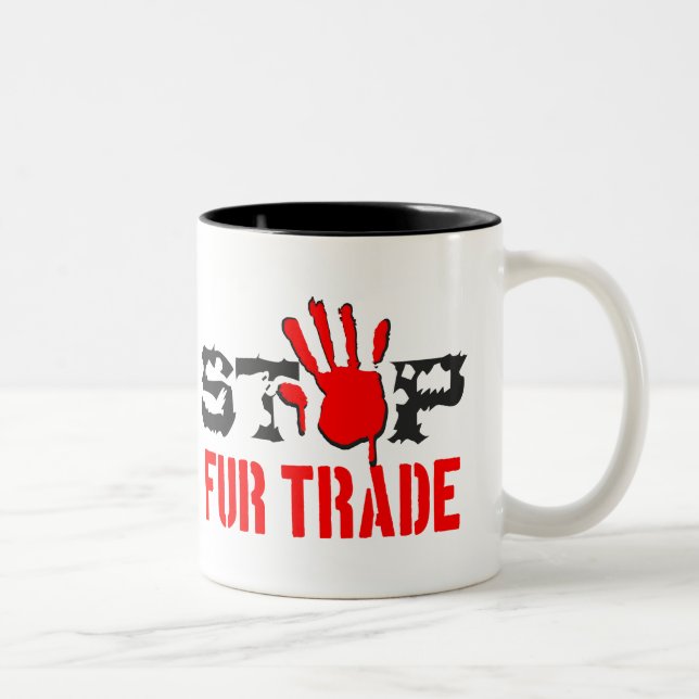 Stop Fur Trade Two-Tone Coffee Mug (Right)