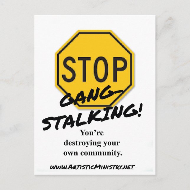 Stop Gang-Stalking POSTCARD (Front)