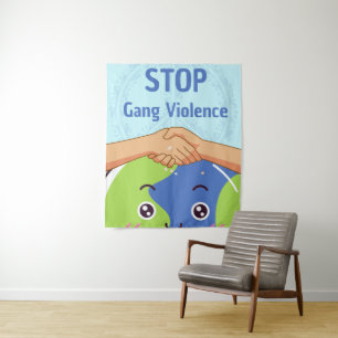 Stop Gang Violence Handshake for Peace Tapestry