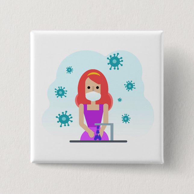 Stop Germs 15 Cm Square Badge (Front)