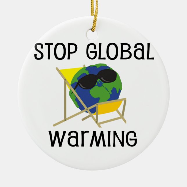 Stop Global Warming Ceramic Tree Decoration (Front)