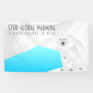 Stop Global Warming Polar Bear and Cub Banner