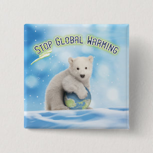 Stop Global Warming Polar Bear Button