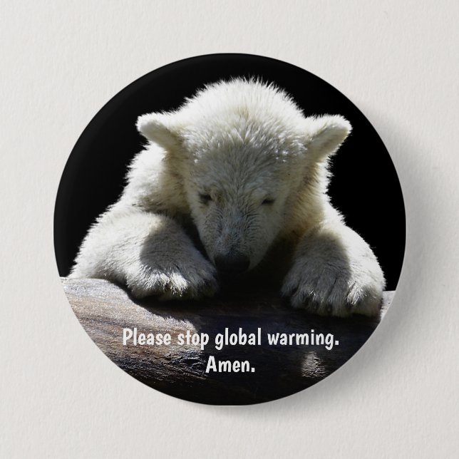 Stop Global Warming Polar Bear Button (Front)