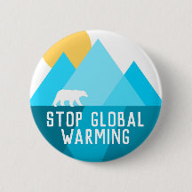 Stop Global Warming Polar Bear Glacier Button