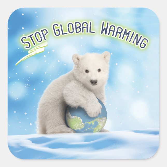 Stop Global Warming Polar Bear Stickers (Front)