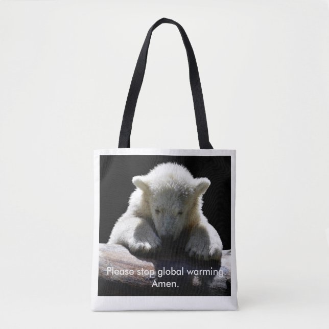 Stop Global Warming Polar Bear Tote Bag (Front)