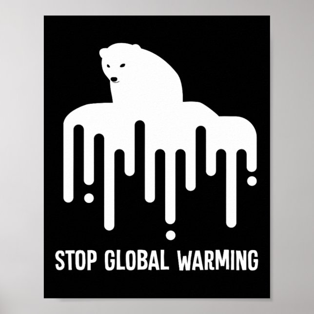 Stop Glol Warming Climate Change Polar Bear Enviro Poster (Front)