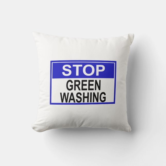 Stop Greenwashing Sign Cushion (Front)