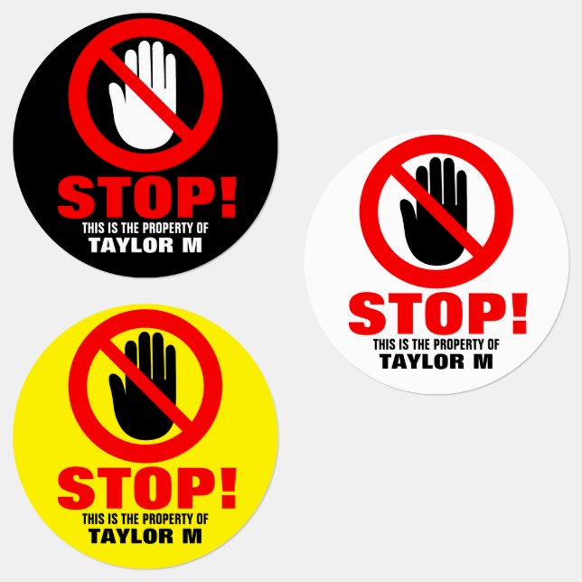 Stop Hands off warning red black custom name id (Group)