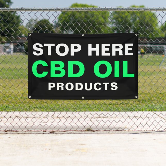 Stop Here For CBD Oil Bold Green Black Business Banner (Insitu)