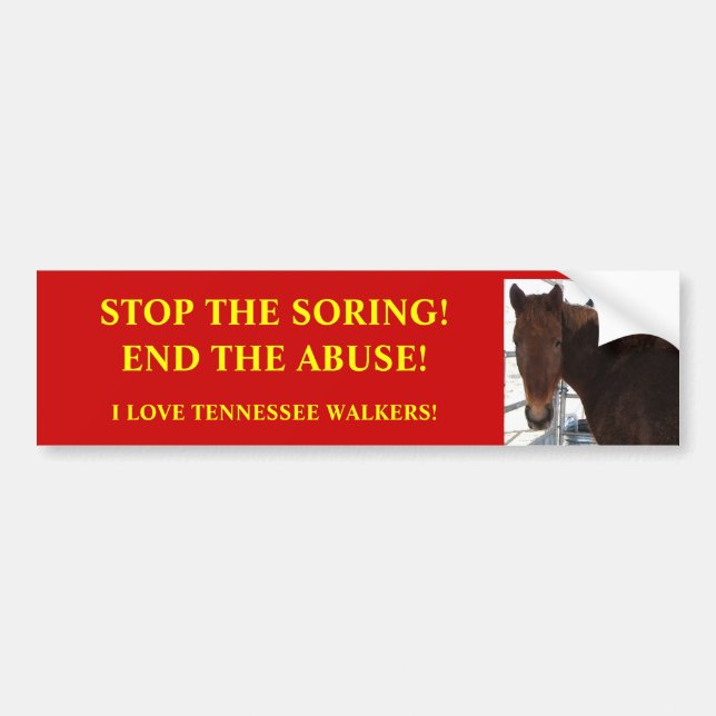 Stop Horse Abuse - Tennessee Walkers Bumper Sticker (Front)