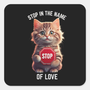 Stop in the name of love square sticker