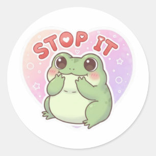 Stop It Frog Sticker Cute Shy Blushing Frog Romant