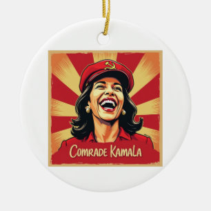 Stop Kamunism Harris Walz 2024 Comrade Kamala Ceramic Ornament