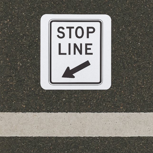 Stop Line Road Sign Square Sticker (Creator Uploaded)