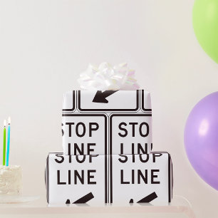 Stop Line Road Sign Wrapping Paper