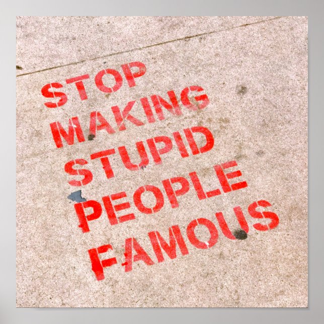 Stop Making Stupid People Famous - Funny humor Poster (Front)