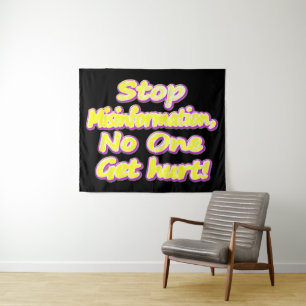 "Stop Misinformation" Cute Design. Buy Now Tapestry