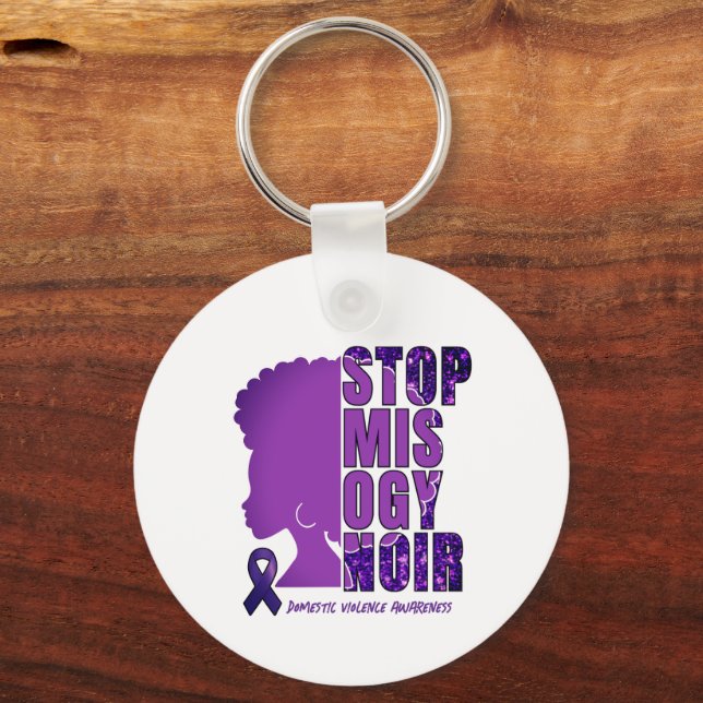 STOP MISOGYNOIR Domestic Violence Awareness Key Ring (Front)