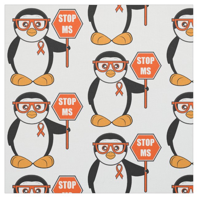 Stop Multiple Sclerosis: Penguin with a Sign Fabric (Swatch)