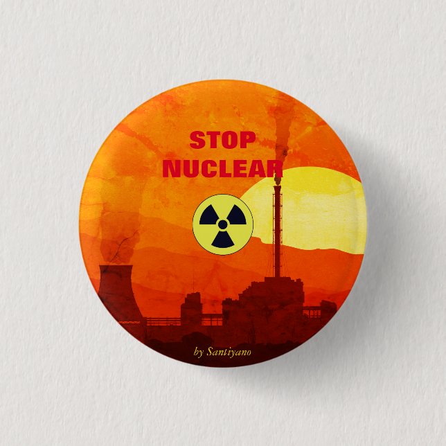 Stop Nuclear 3 Cm Round Badge (Front)