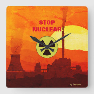 Stop Nuclear Acrylic Clock
