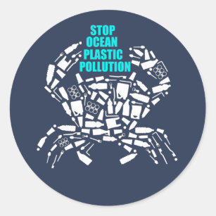 Stop Ocean Plastic Pollution Earth Day Classic Round Sticker