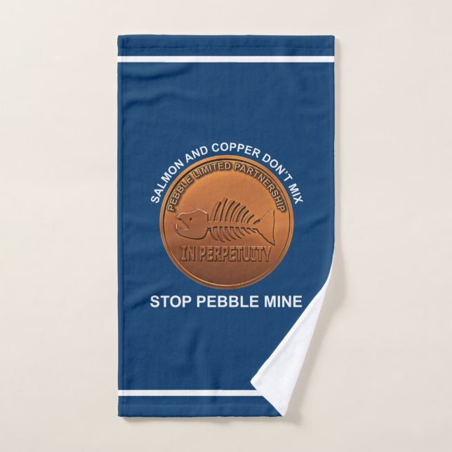 Stop Pebble Mine - Pebble Mine Penny Hand Towel (Hand Towel)