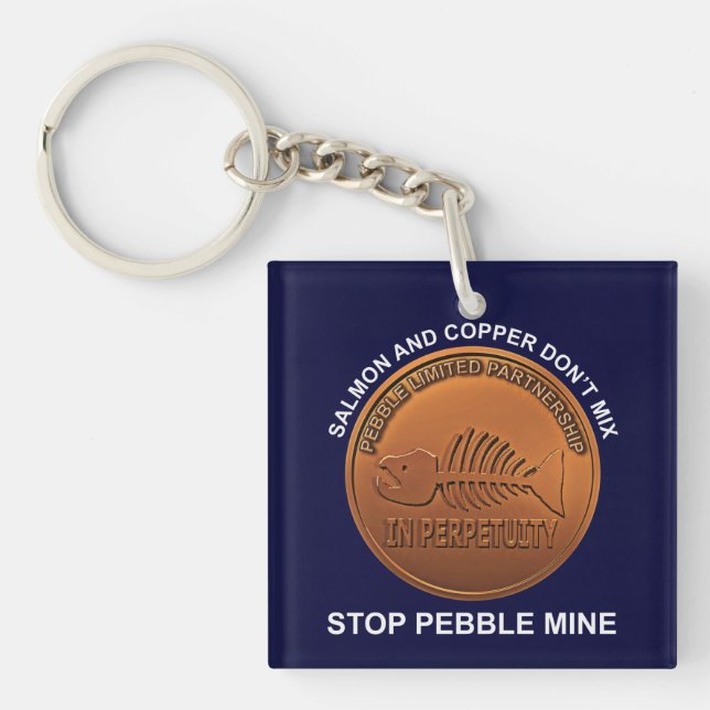 Stop Pebble Mine - Pebble Mine Penny Key Ring (Front)