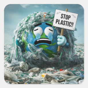 Stop plastic square sticker