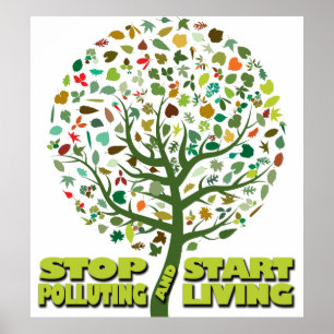 Stop Polluting and Start Living Poster