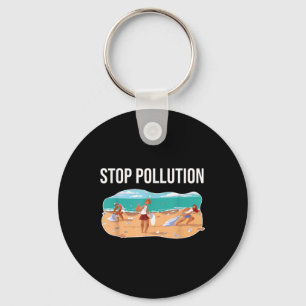 Stop Pollution Plastic Sea Environmental Protectio Key Ring