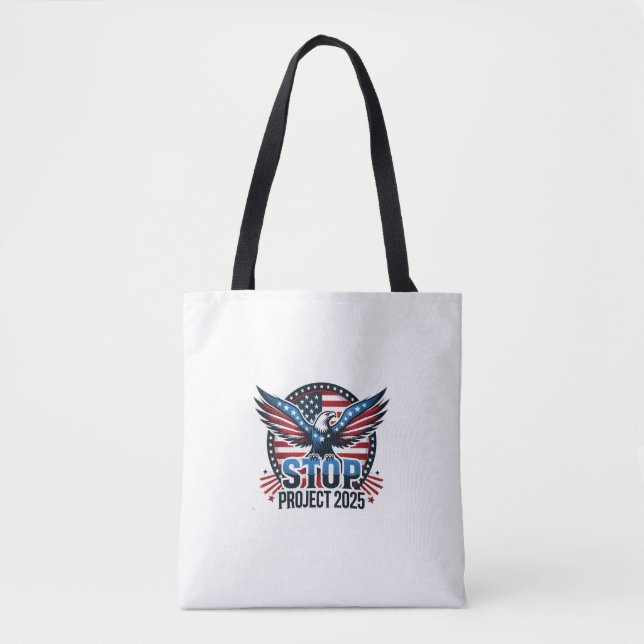 Stop Project 2025 - Defend Democracy - Vote Blue Tote Bag (Front)