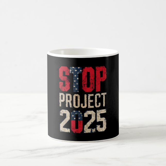 Stop Project 2025 Trump Biden Vintage Coffee Mug (Center)