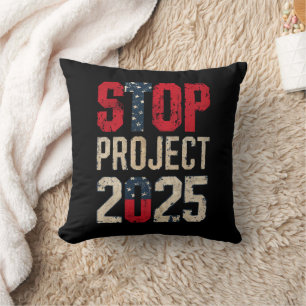 Stop Project 2025 Trump Biden Vintage Cushion